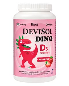 Devisol Dino mansikka 10 mikrog 200 purutabl