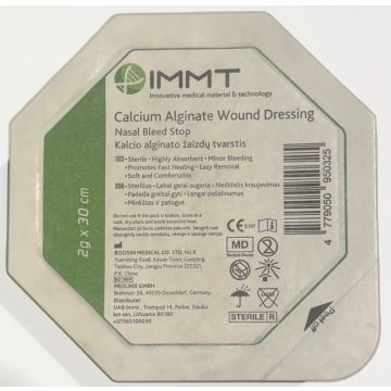 IMMT Calcium Alginate Wound Dressing Nenäverenvuodon pysäyttäjä 2g/30cm 1 kpl